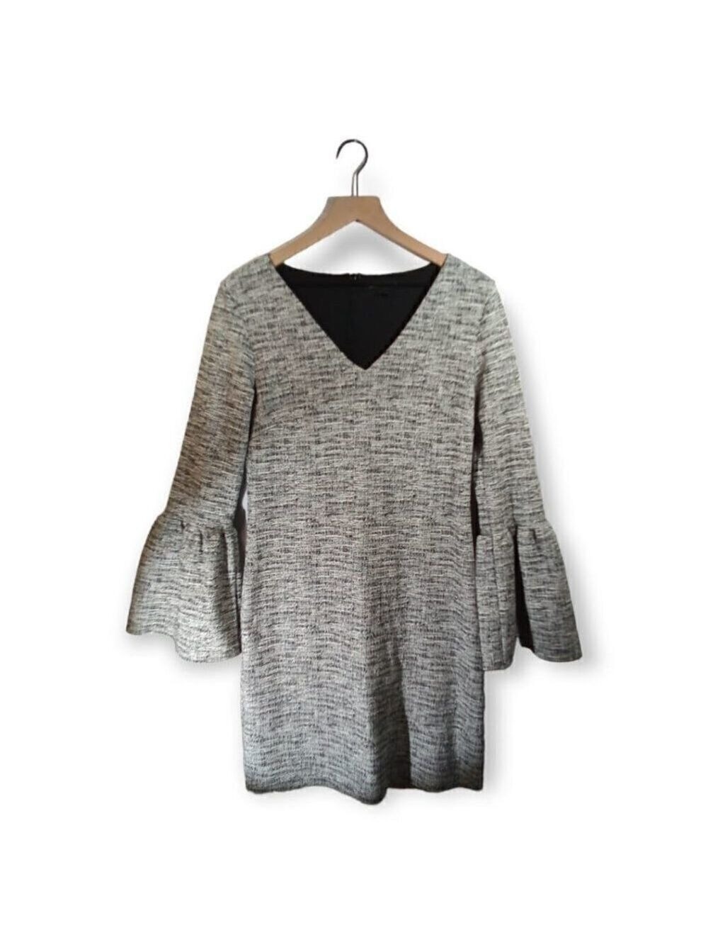 Banana Republic Women's Black White Bell Sleeve Boucle Dress Size S